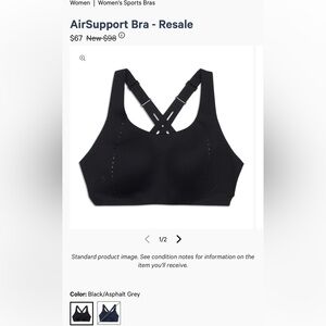 lululemon AirSupport Bra - High Support - Black 38D
